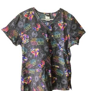 Star Wars Colorful Vader/Mandalorian Storm Trooper Scrub Top